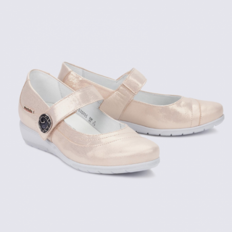 Ballerines à bride Mephisto en cuir rose clair