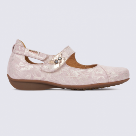 Ballerines à bride Mephisto en cuir rose brillant confort