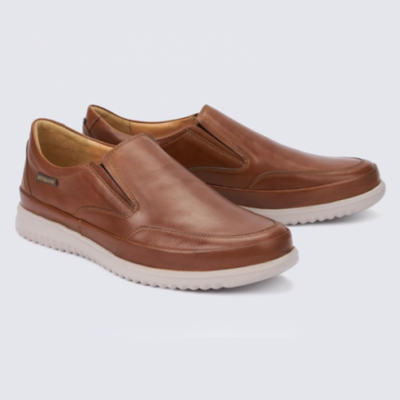 Chaussures Mephisto, slippers homme en cuir noisette