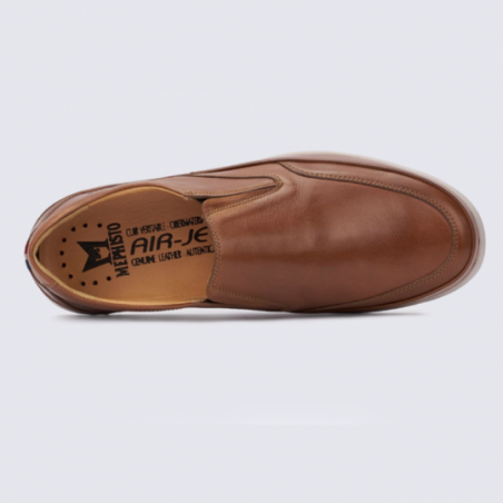 Chaussures Mephisto, slippers homme en cuir noisette