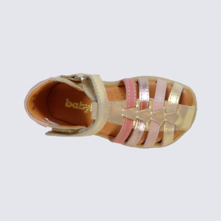 Sandales pour fille Babybotte avec étoile en cuir or et rose
