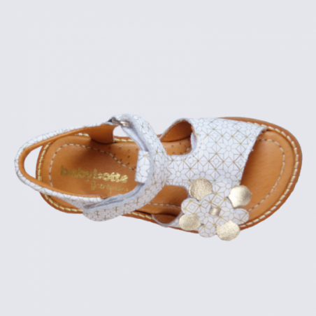 Sandales pour fille Babybotte en cuir blanc et doré tendance