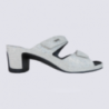 Mules à talon Vital en cuir blanc et argenté confort Mules à talon Vital en cuir blanc et argenté confort
