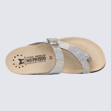 Mules entredoigts pour femme Mephisto en cuir taupe strass I Igert
