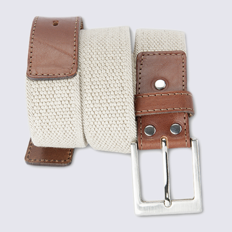 Ceinture Bernd Götz, ceinture en cuir et tissu beige Ceinture Bernd Götz, ceinture en cuir et tissu beige
