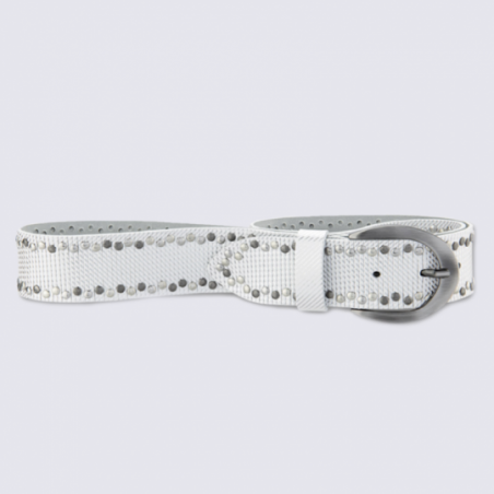 Ceinture femme Bernd Götz en cuir blanc et argent tendance