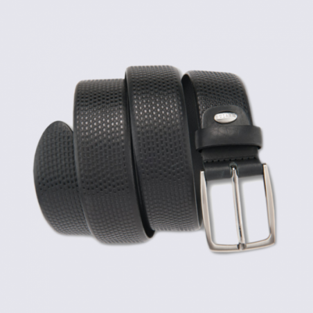 Ceinture pour homme Bovino en cuir à relief noir