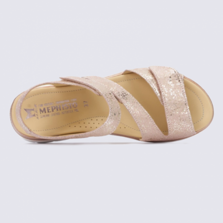 Nu pieds pour femme Mephisto en cuir rose argent I Igert