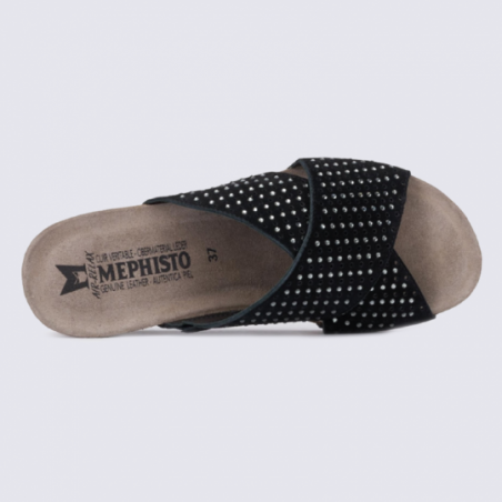 Mules compensées Mephisto en cuir noir avec strass