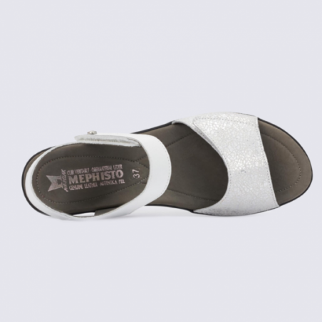 Sandales pour femme Mephisto en cuir blanc et argent Sandales pour femme Mephisto en cuir blanc et argent