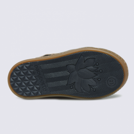 Chaussures à glissière pour fille Babybotte en cuir bleu et doré Chaussures à glissière pour fille Babybotte en cuir bleu et doré