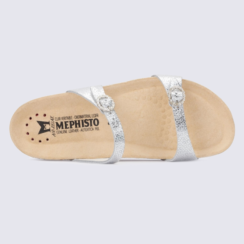 Mules pour femme Mephisto en cuir argent tendance