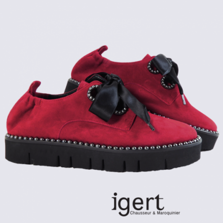 Derbys pour femme K&S en cuir rouge rock