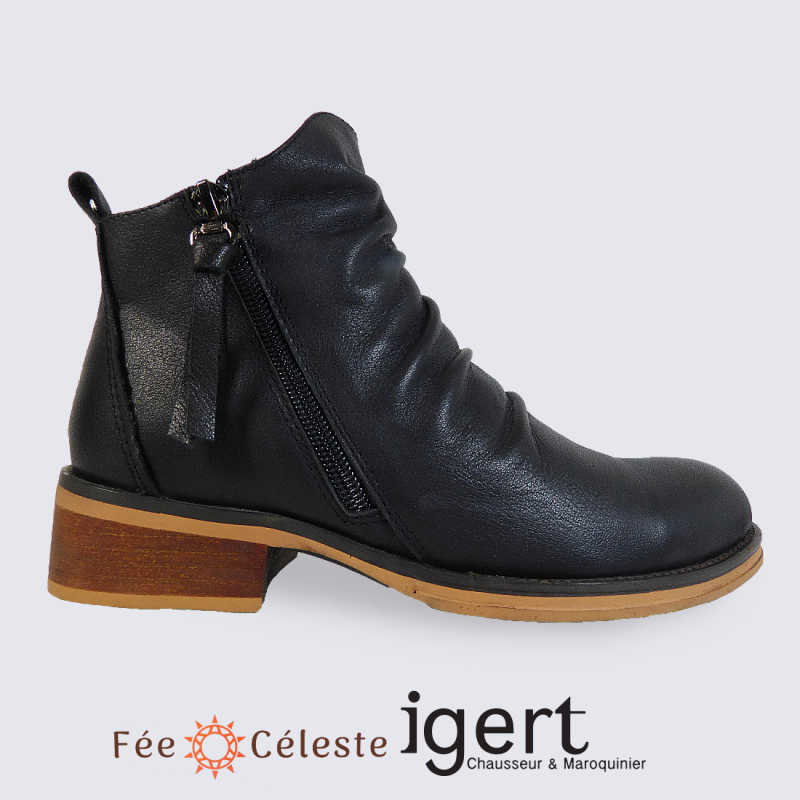 Bottines Kdopa bottines femme en cuir noir Igert Chaussures Maroquinerie