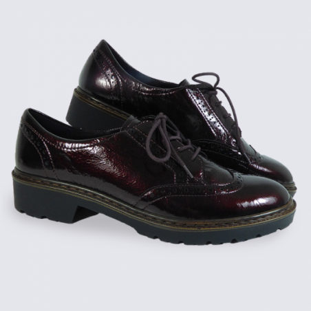 Chaussures Ara, derby femme en cuir bordeaux