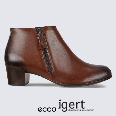 Bottines Ecco, bottines à talons femme en cuir brun