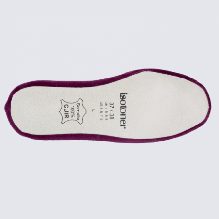 Chaussons ballerines Isotoner en coton velours prune