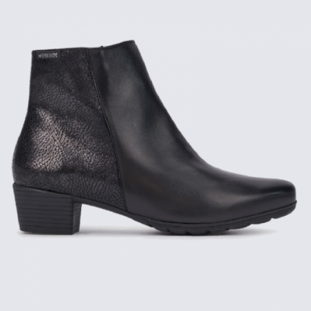 Bottines Mephisto, bottines à petit talon femme en cuir noir