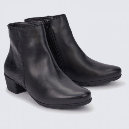 Bottines Mephisto, bottines à petit talon femme en cuir noir