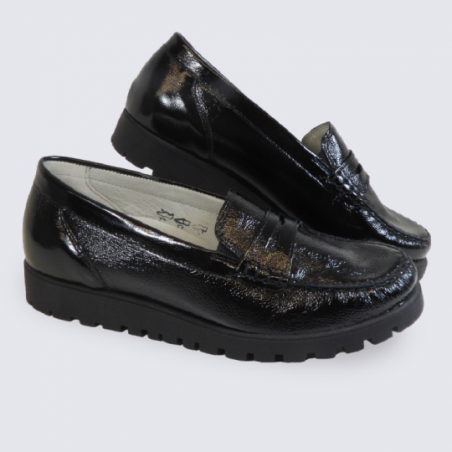 Mocassins Waldläufer, mocassins femme en cuir vernis noir