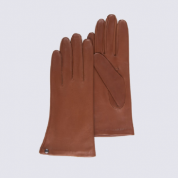 Gants pour femme Isotoner en cuir d agneau pleine fleur camel I