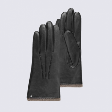 Gants pour femme Isotoner en cuir d'agneau noir