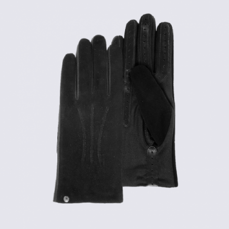Gants femme en cuir noir Isotoner compatibles écrans tactiles