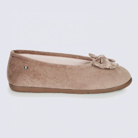 Chaussons Isotoner, chaussons ballerines taupe femme Isotoner I Igert