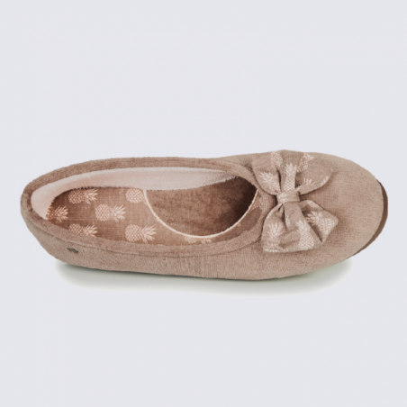Chaussons Isotoner, chaussons ballerines taupe femme Isotoner I Igert