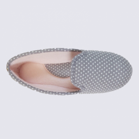 Chaussons Isotoner, Chaussons ballerines gris à pois Isotoner I Igert