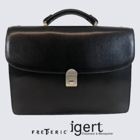 Cartable Frederic, cartable à fermeture à code en cuir de vachette noir Cartable Frederic, cartable à fermeture à code en cuir de vachette noir