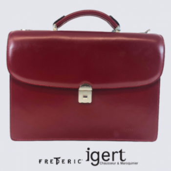 Cartable Frederic, cartable à fermeture à code en cuir de vachette rouge