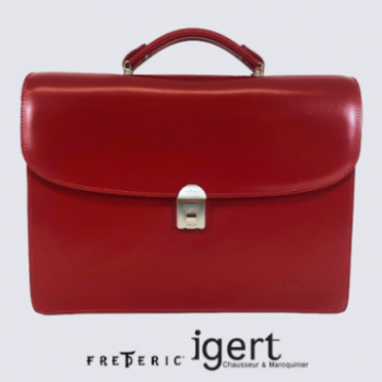 Cartable Frederic, cartable à fermeture à code en cuir rouge
