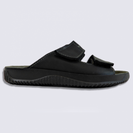 Sandales Rohde, sandales confortables homme en cuir noir