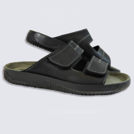 Sandales Rohde, sandales confortables homme en cuir noir