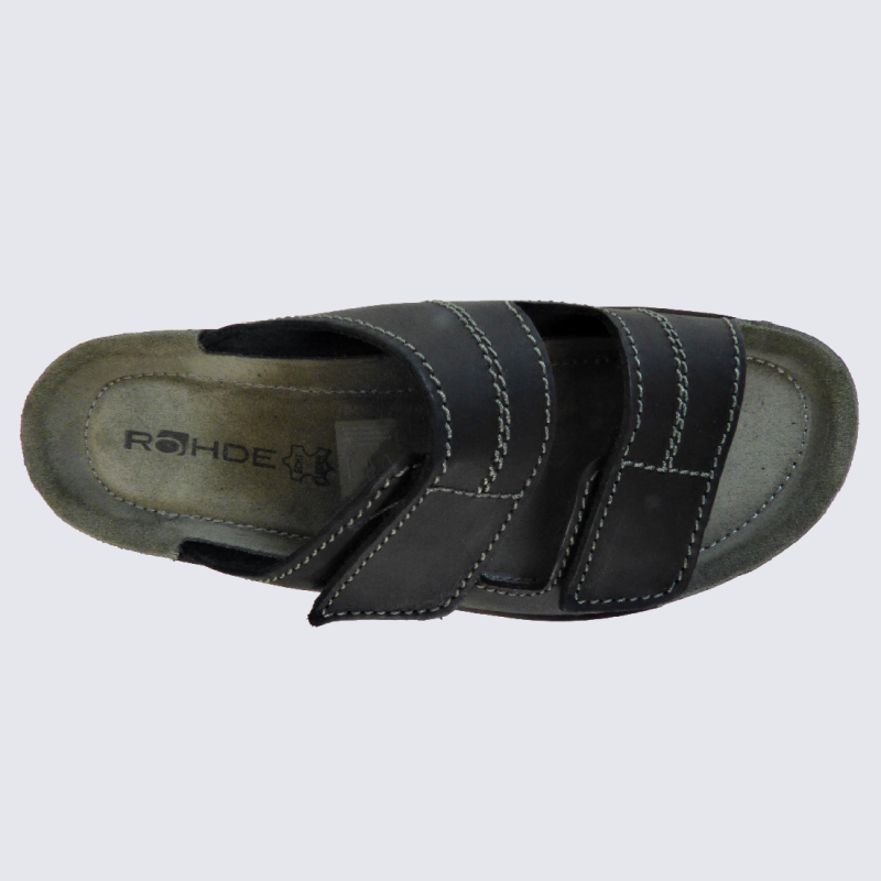 Sandales Rohde, sandales confortables homme en cuir noir