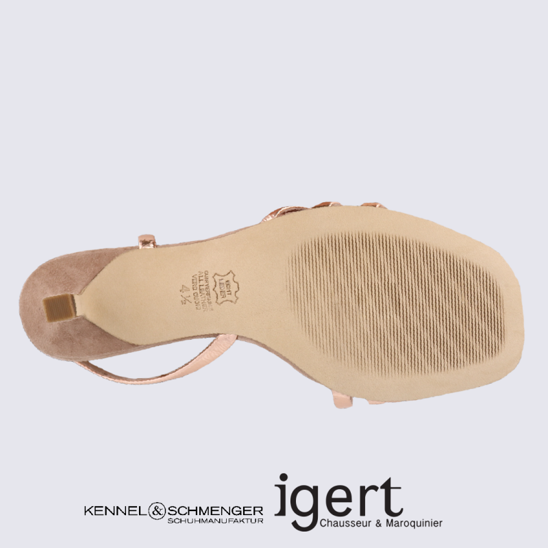 Sandales K&S, sandales à talons femme en cuir d'agneau rose métallisé