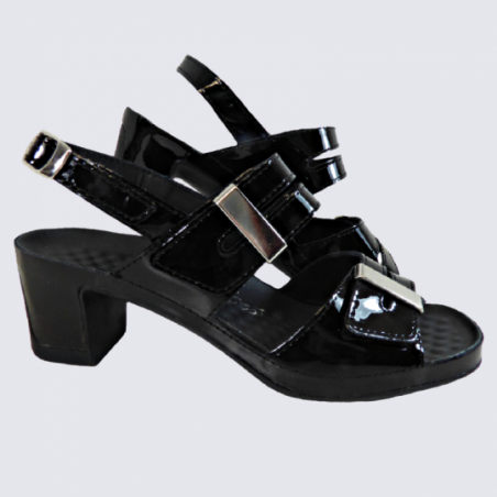 Sandales Vital, sandales tendances femme en cuir noir vernis