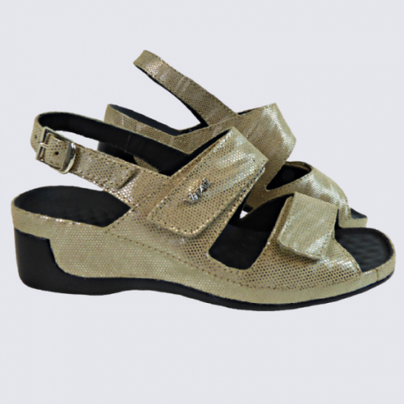 Sandales Vital, sandales tendances et confortables femme en cuir beige