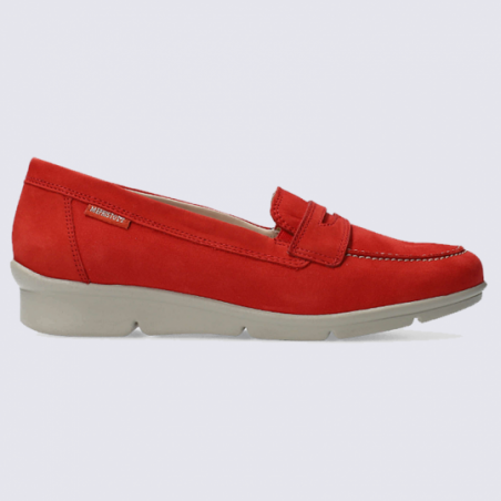 Mocassins Mephisto, mocassins confortables et tendances femme en cuir nubuck rouge Mocassins Mephisto, mocassins confortables et tendances femme en cuir nubuck rouge