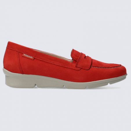 Mocassins Mephisto, mocassins confortables et tendances femme en cuir nubuck rouge