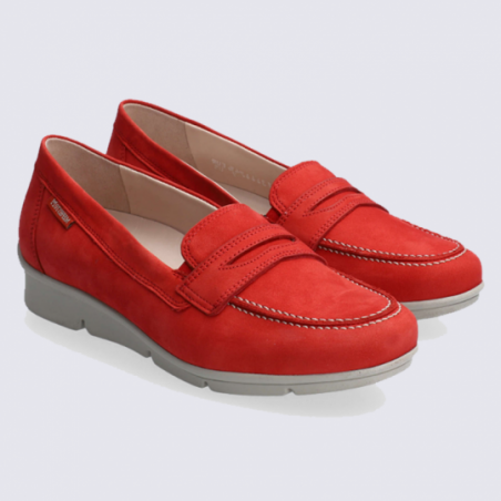 Mocassins Mephisto, mocassins confortables et tendances femme en cuir nubuck rouge