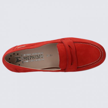 Mocassins Mephisto, mocassins confortables et tendances femme en cuir nubuck rouge