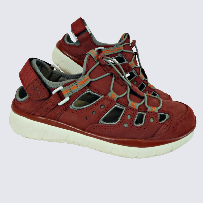 Chaussures Allrounder, chaussures à velcros velours femme en cuir rouge