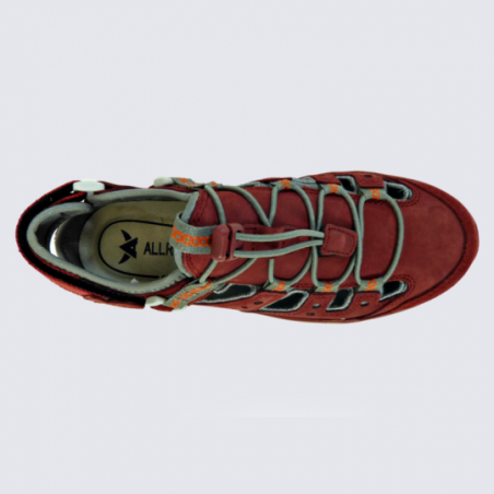 Chaussures Allrounder, chaussures à velcros velours femme en cuir rouge