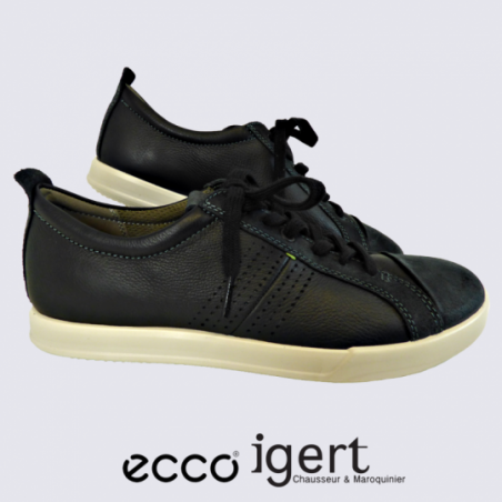 Baskets Ecco, baskets à lacets confortables homme en cuir noir