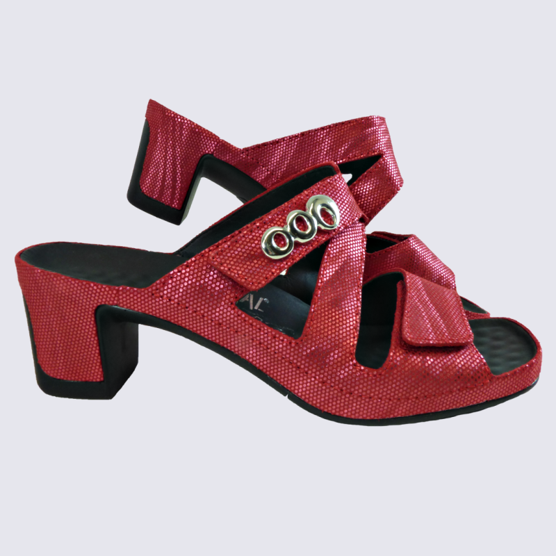 Sandales Vital, sandales tendances femme en cuir rouge