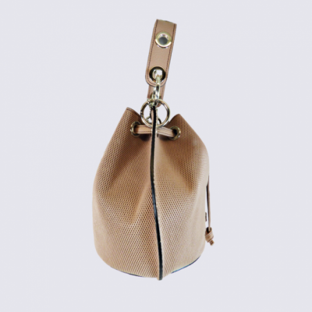 Sac seau Charlotte, sac seau tendance femme en cuir taupe