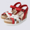 Sandales Mephisto, sandales compensées tendances femme en cuir rouge Sandales Mephisto, sandales compensées tendances femme en cuir rouge
