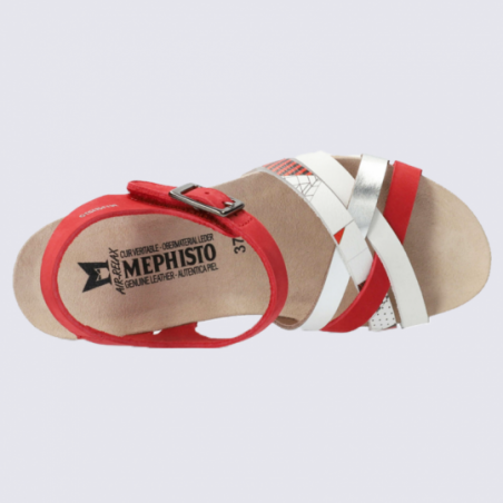 Sandales Mephisto, sandales compensées tendances femme en cuir rouge
